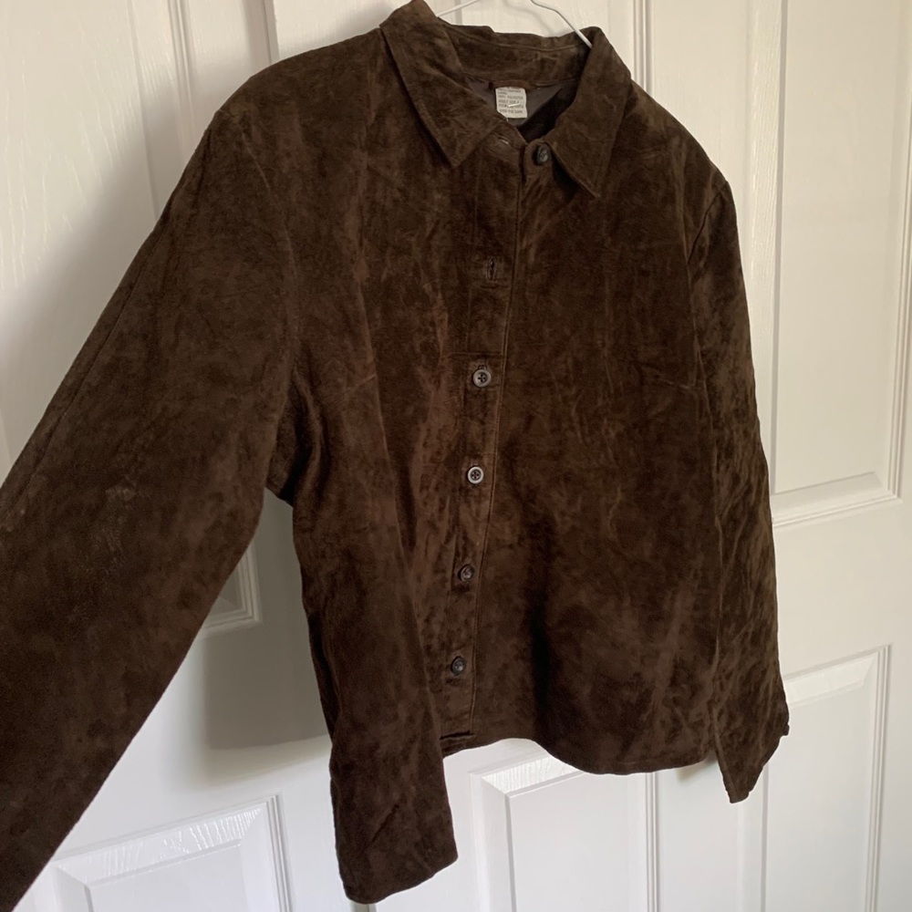 Suede Leather Button Down Brown Jacket